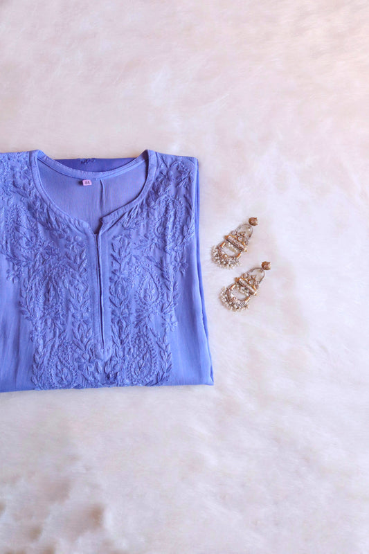 Amber Ice Blue Ombre Long Rayon Kurta