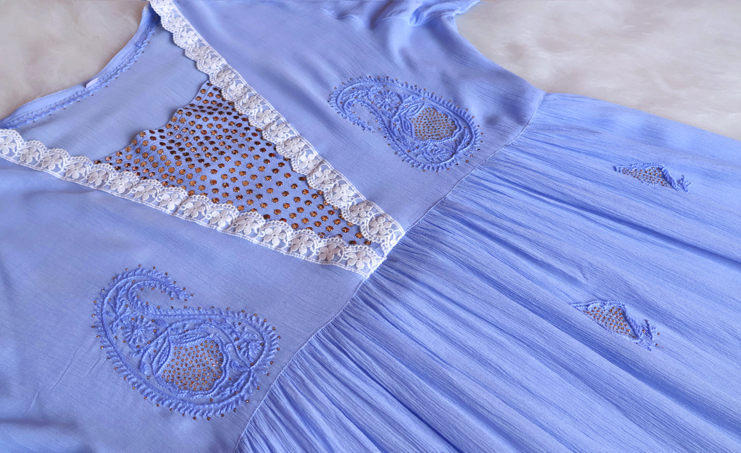 Inaya Ice Blue Pure Chiffon Dress