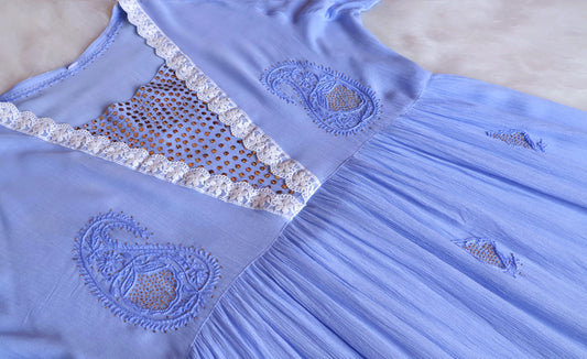 Inaya Ice Blue Pure Chiffon Dress