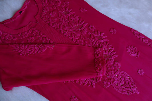 Ehsaas Deep Pink Viscose Georgette Kurta