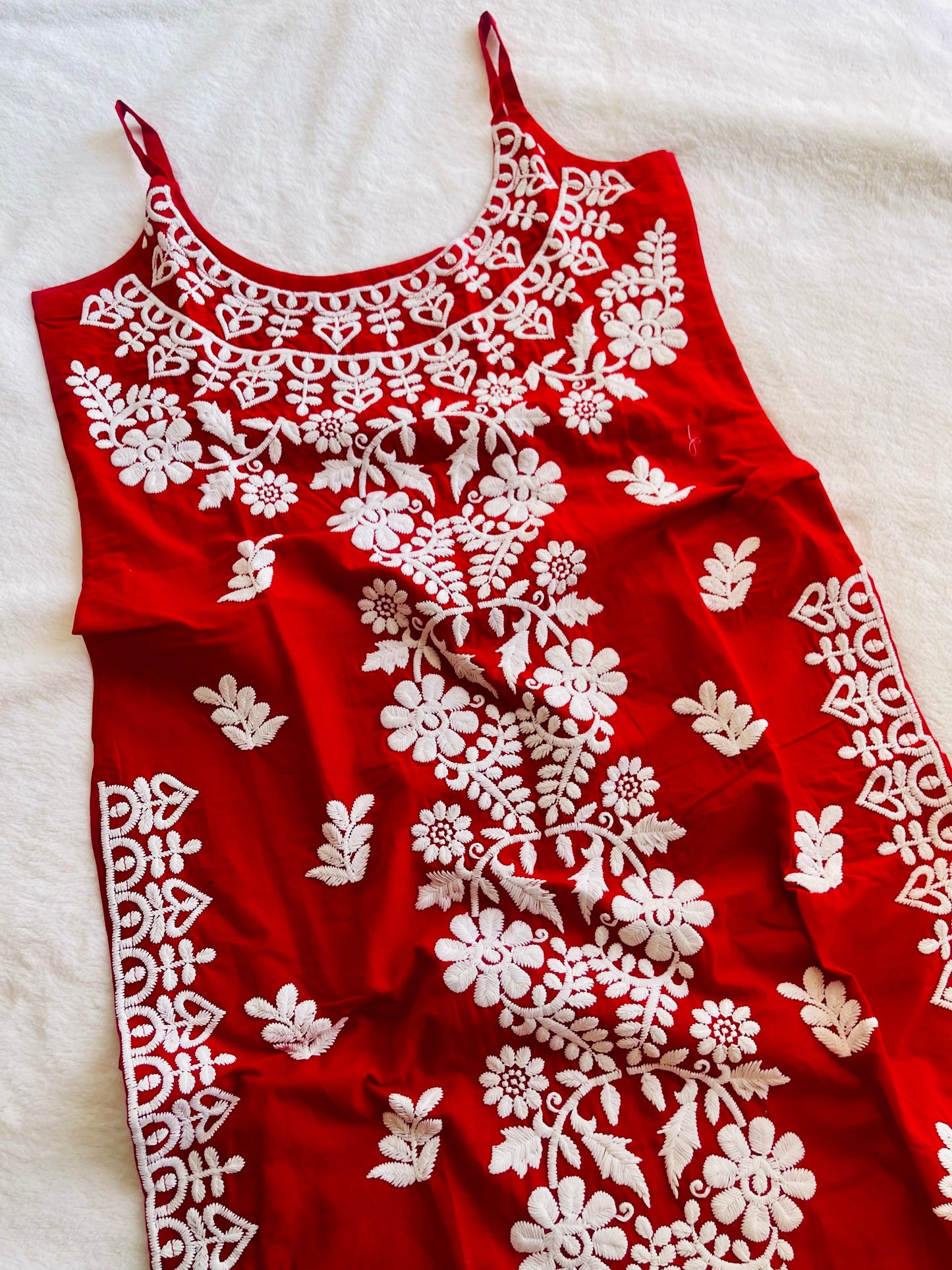 NAZAKAT Red Cotton Kurta