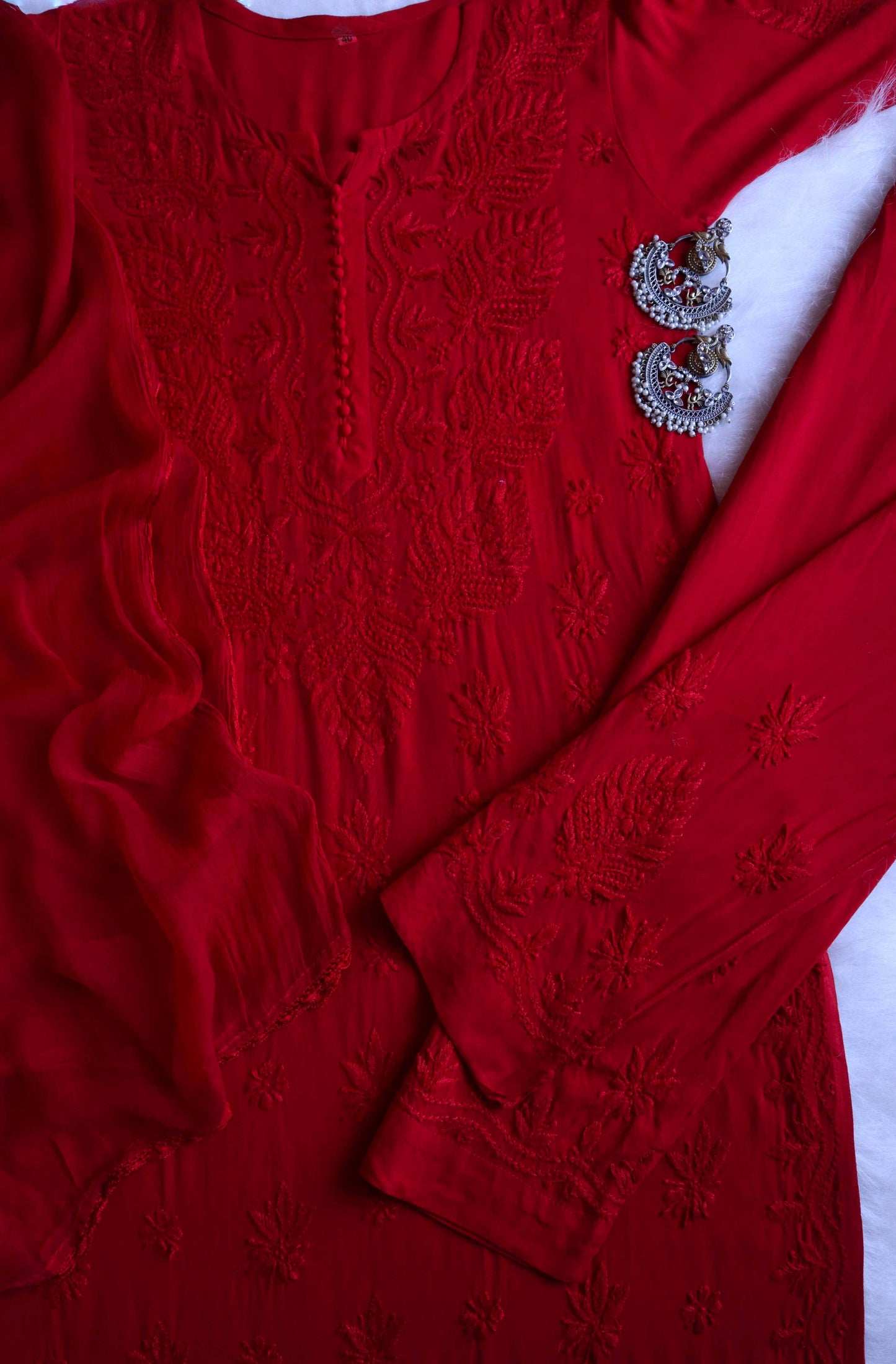 Seerat Red Rayon 3 Piece Set