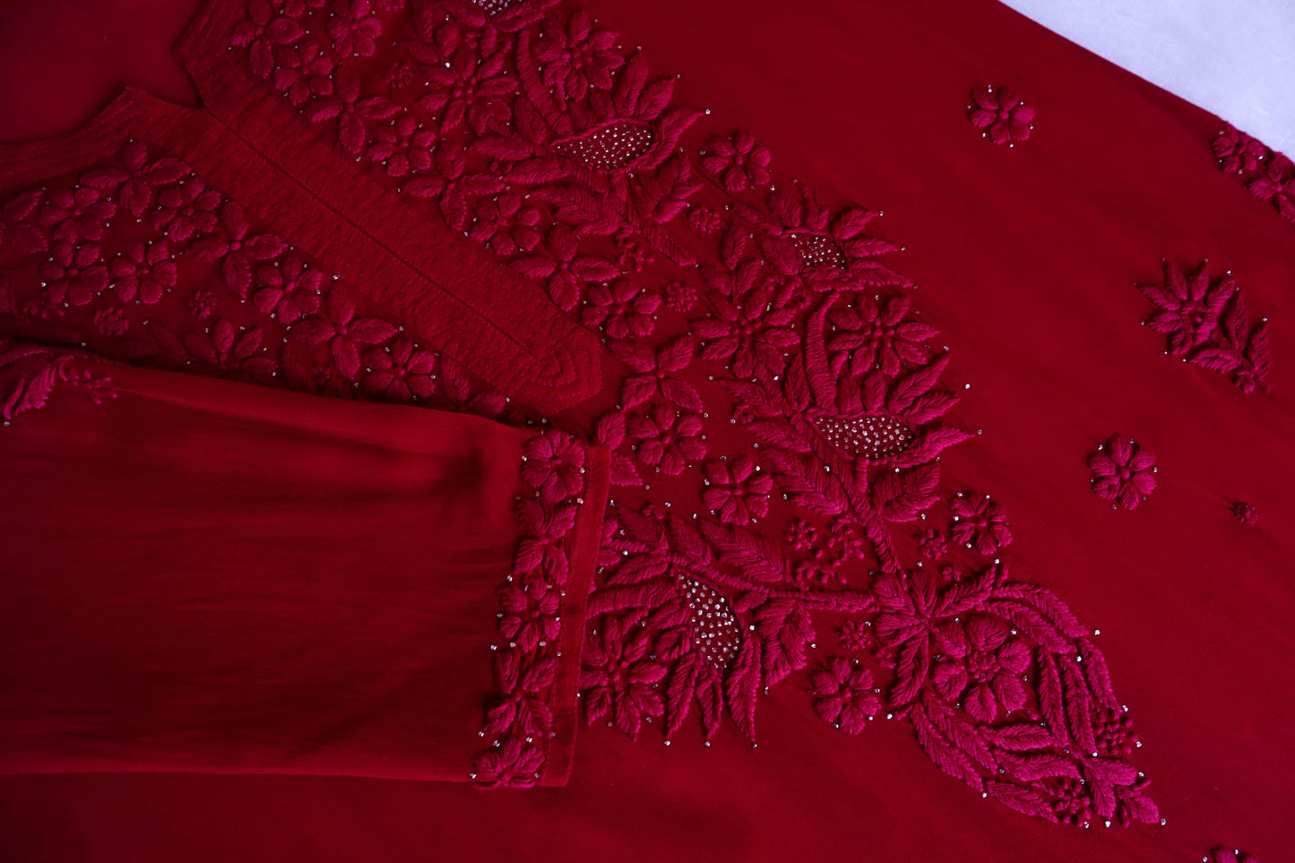 Ehsaas Maroon Viscose Georgette kurta