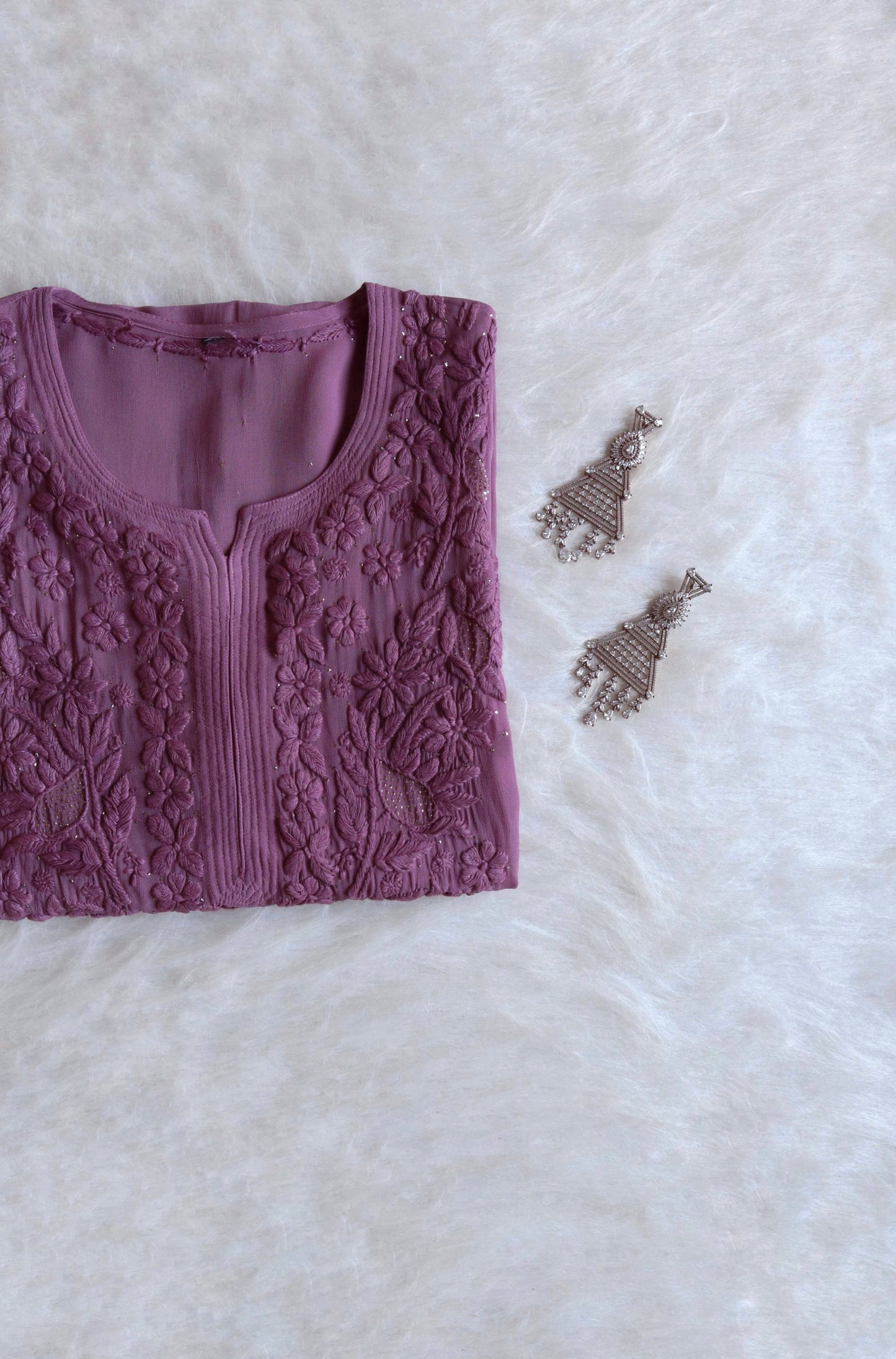 Ehsaas Dusty Purple Viscose Georgette Kurta