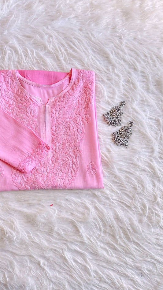 Amber Pink Ombre Long Rayon Kurta