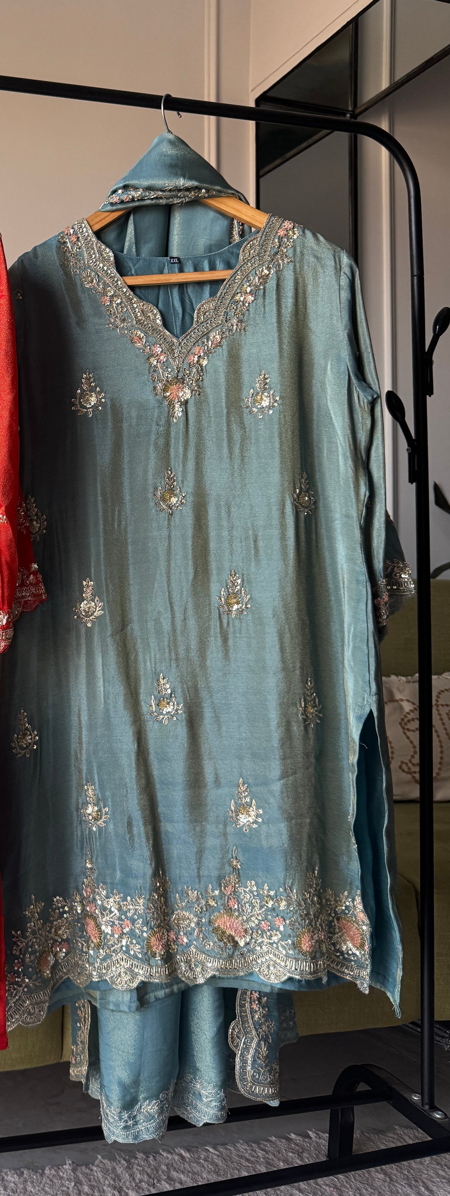 Roohani pure tissue ghagra dress