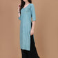Mirha Slat Greenish Grey Rayon Sequin Embllished Long Kurta