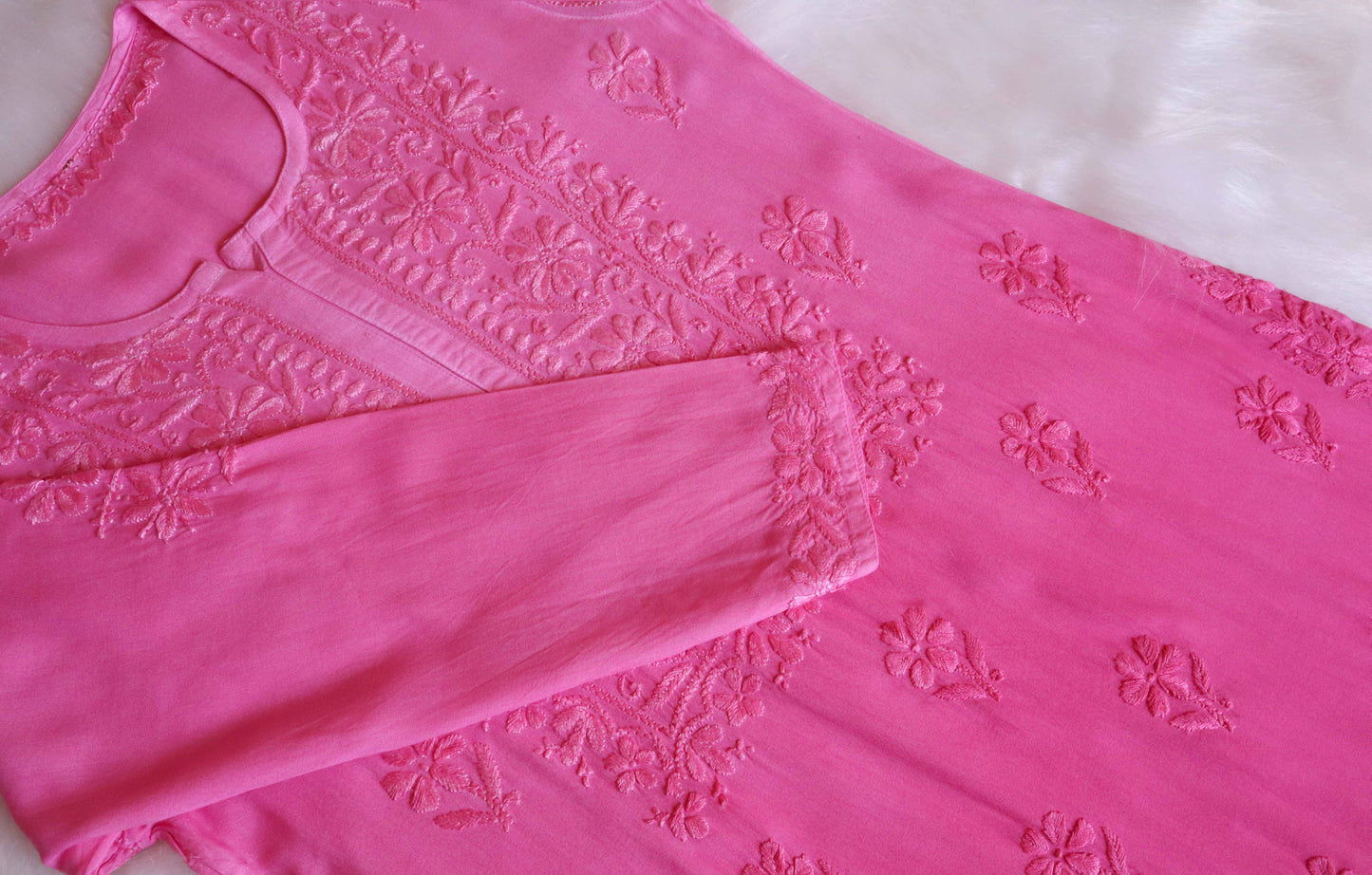 anora Baby Pink Rayon Kurta Pant set