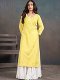 Amber Pastel Yellow Ombre Long Rayon Kurta