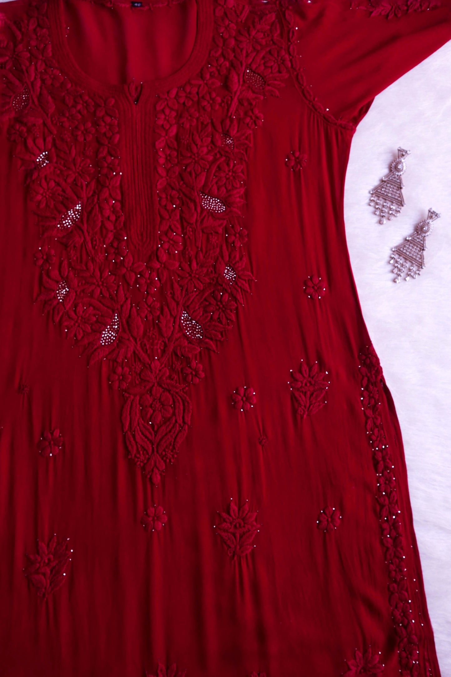 Ehsaas Maroon Viscose Georgette kurta