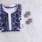 ANTARA White & Navy Blue Long Rayon kurta