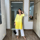 SEHER Pastel Yellow Ombre Short Rayon Kurta