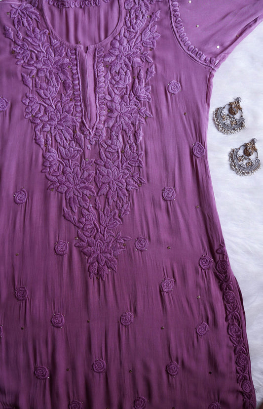 Athena Dusty Purple Viscose Georgette Kurta