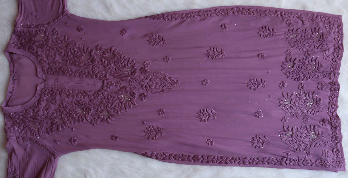 Ehsaas Dusty Purple Viscose Georgette Kurta