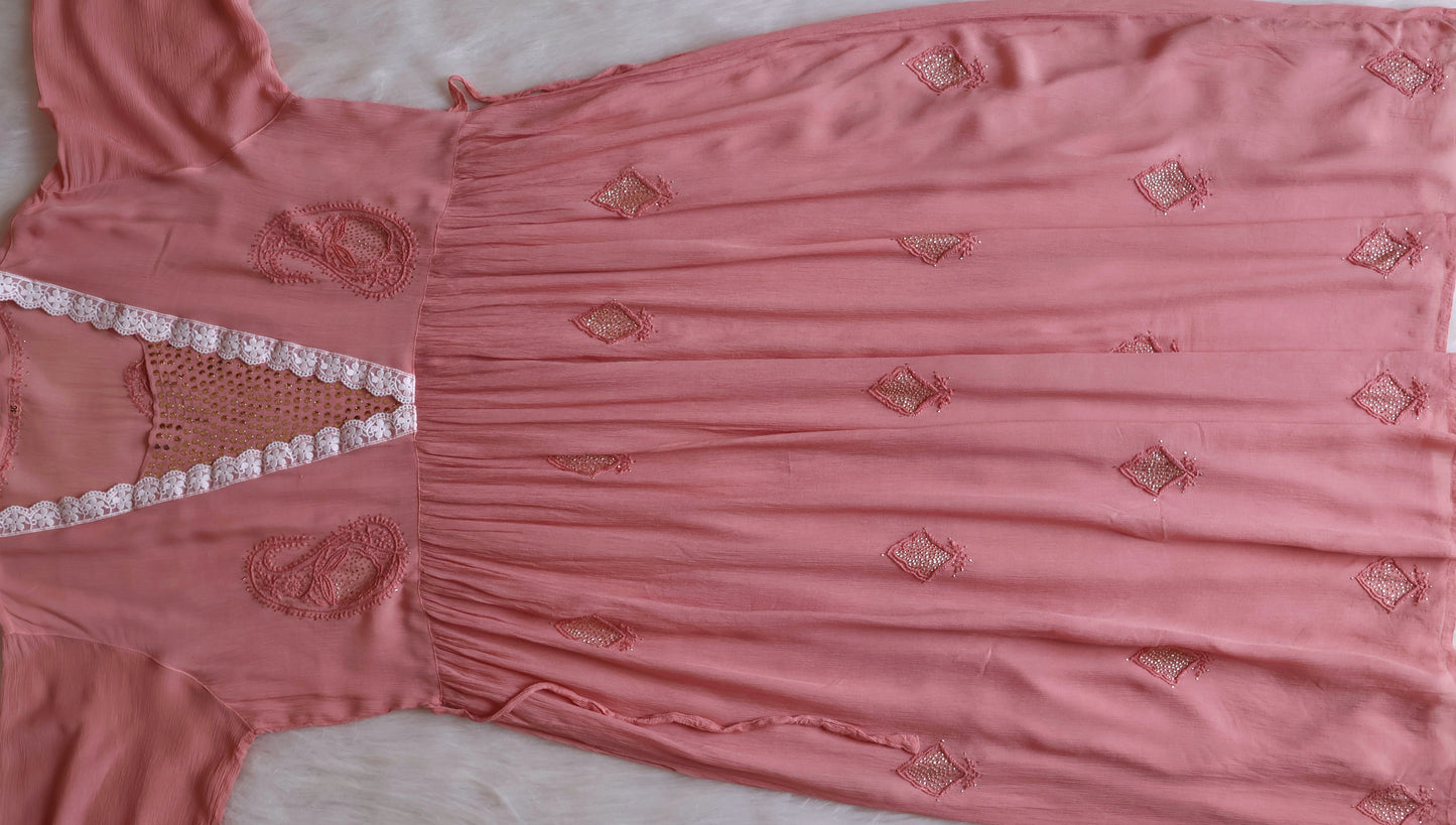 Inaya Rose Brown Pure Chiffon Dress