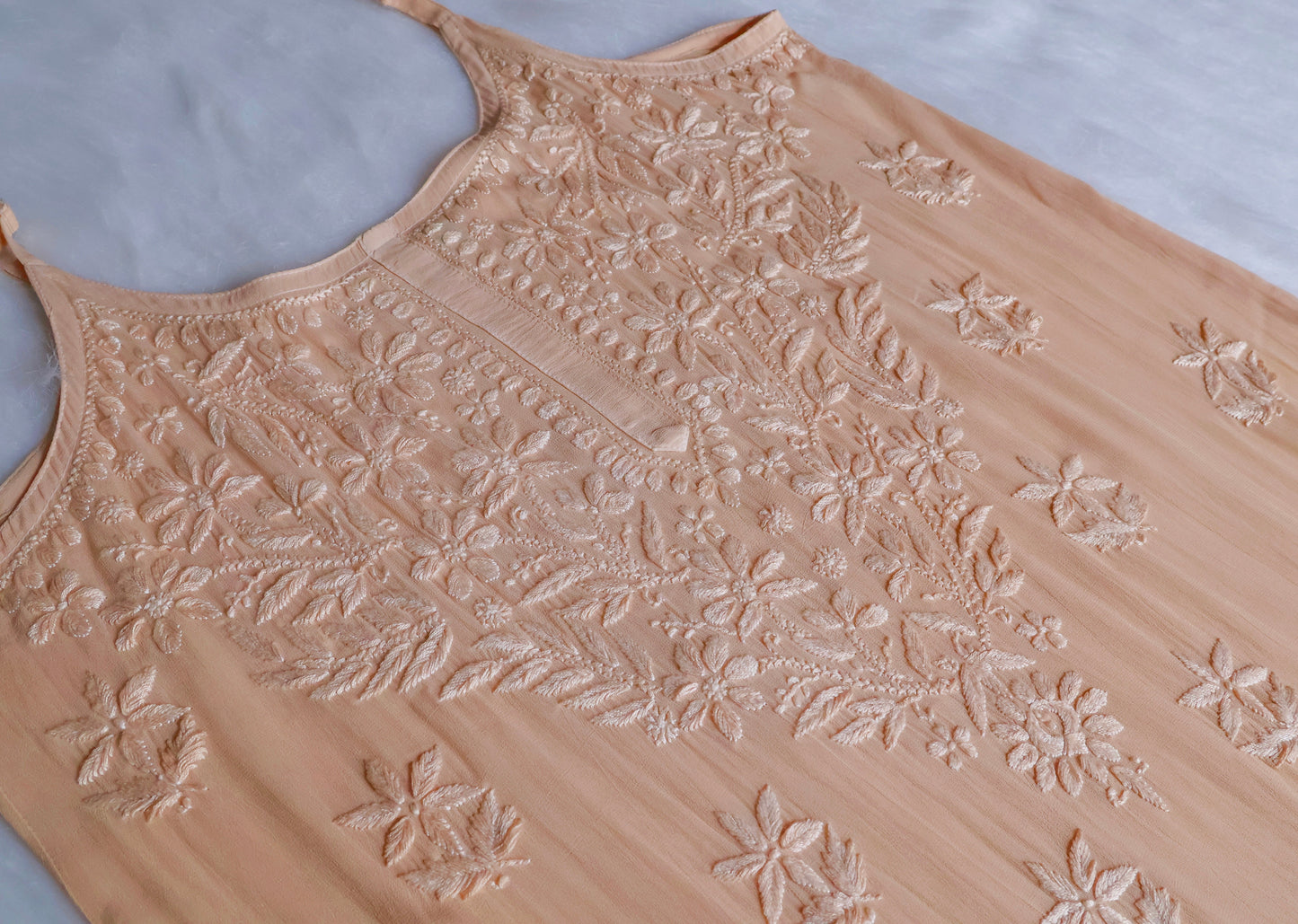 Nayaab Beige Viscose Sleeveless Set