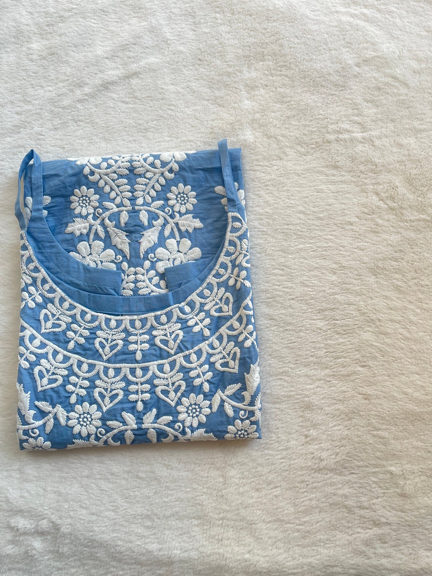 NAZAKAT Powder Blue Cotton Kurta