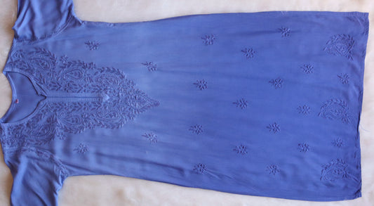 Amber Ice Blue Ombre Long Rayon Kurta