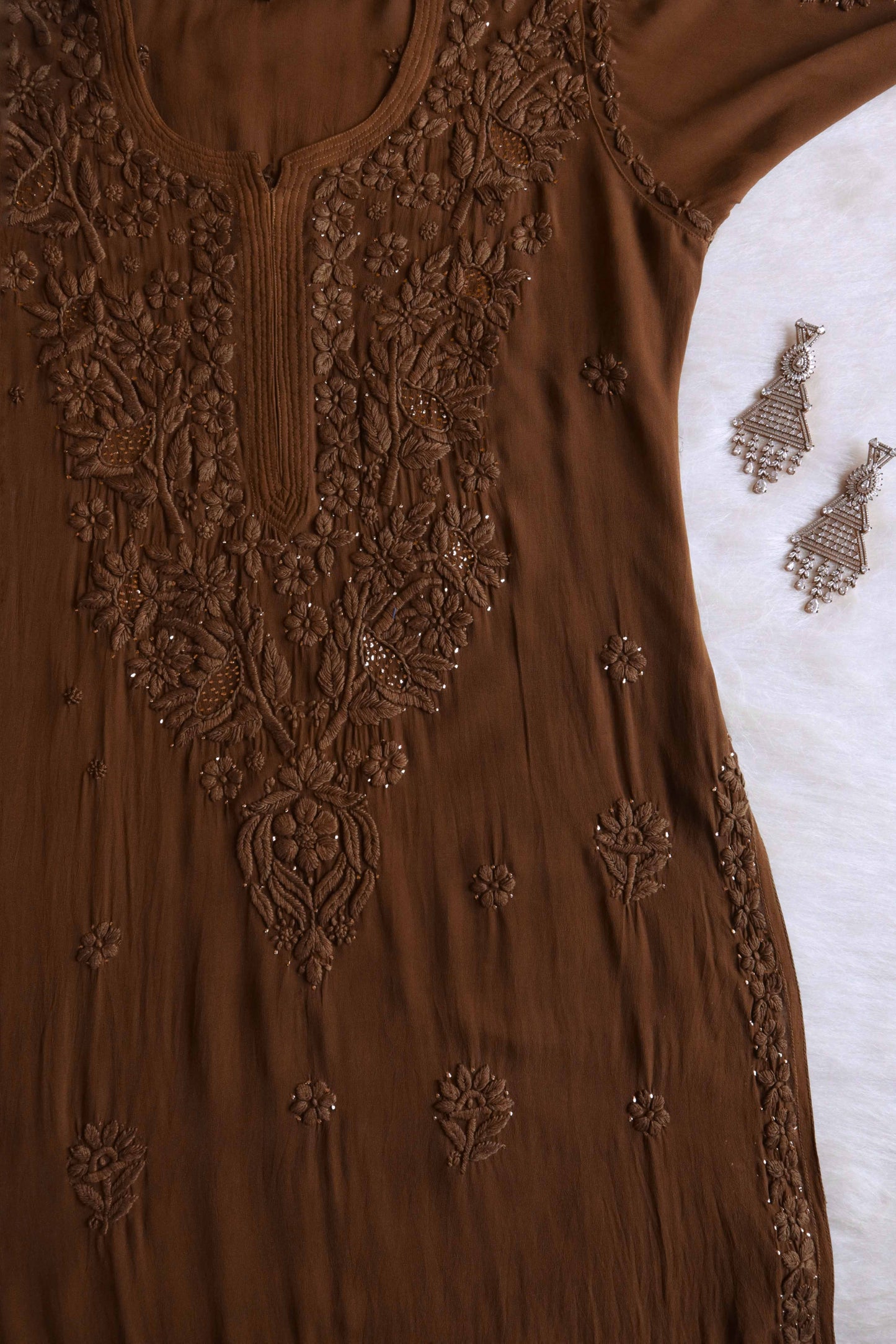 Ehsaas Chocolate Brown Viscose Georgette kurta