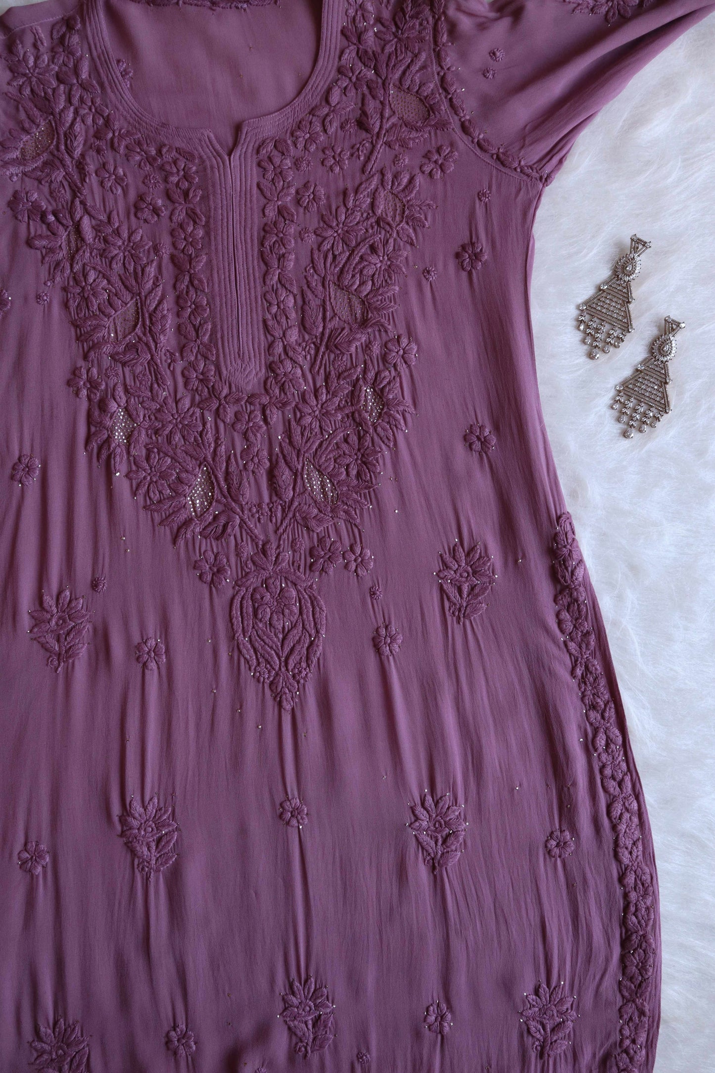 Ehsaas Dusty Purple Viscose Georgette Kurta