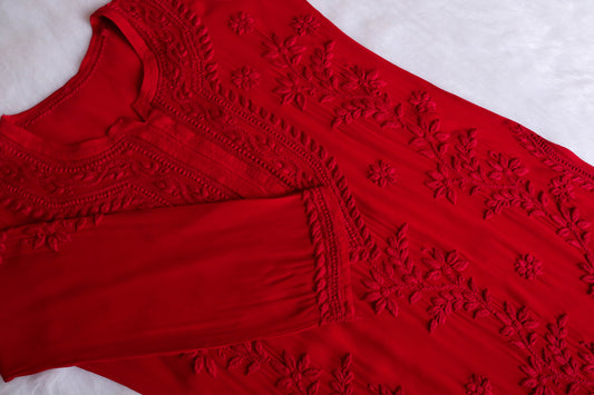 rivayat Red Viscose Georgette Kurta