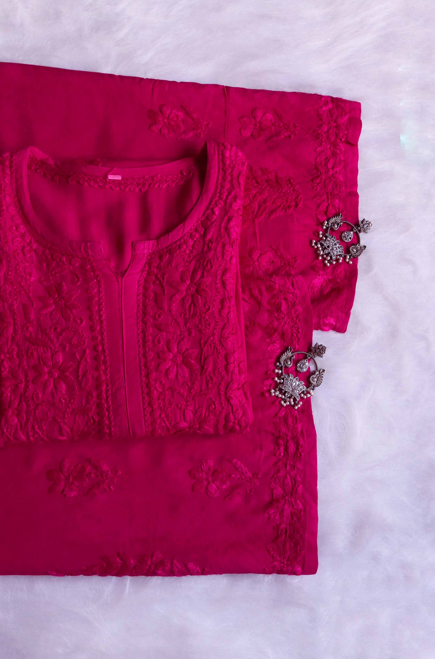anora Deep Pink Rayon Kurta Pant set