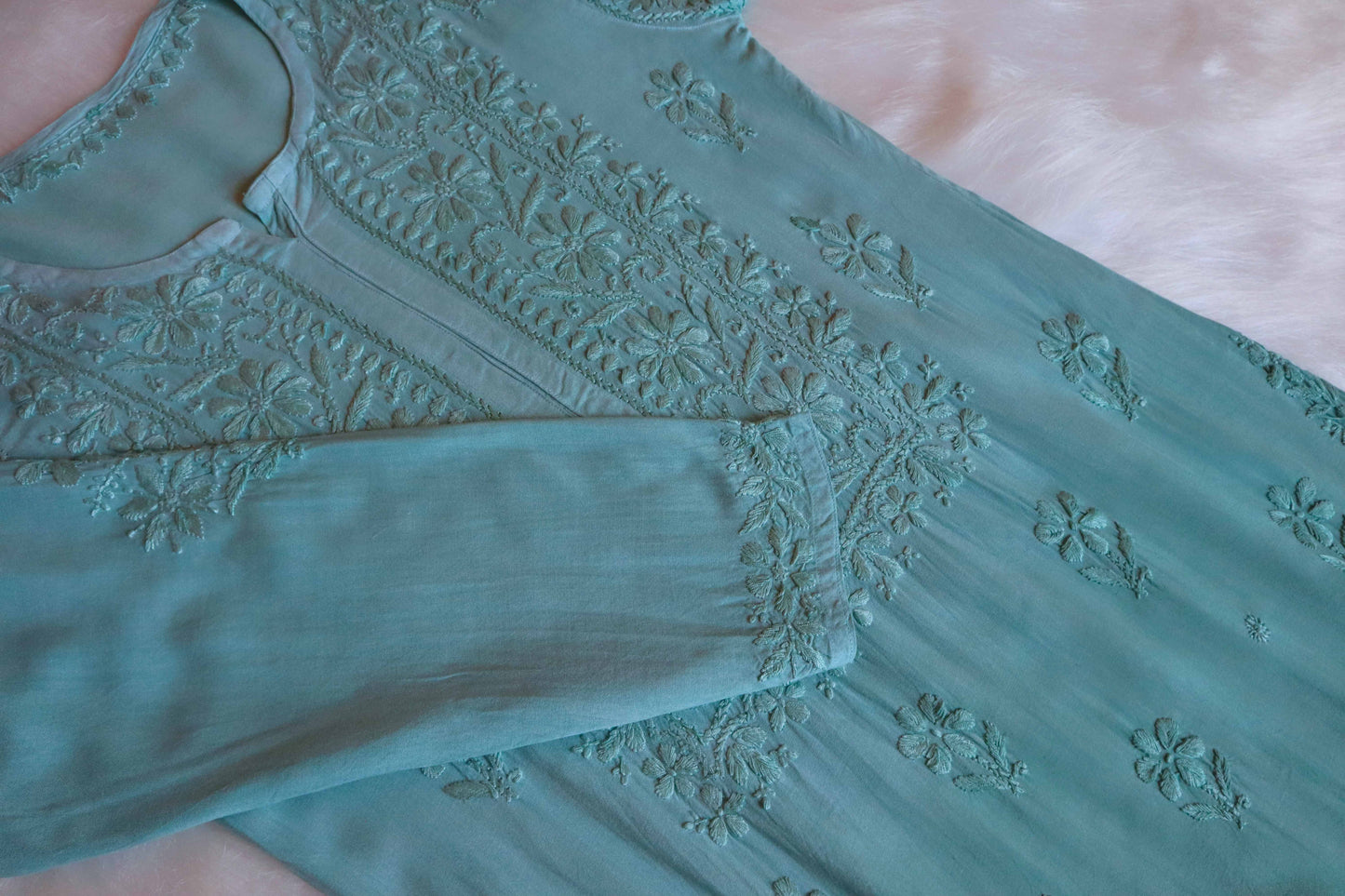 anora Sage Green Rayon Kurta Pant set