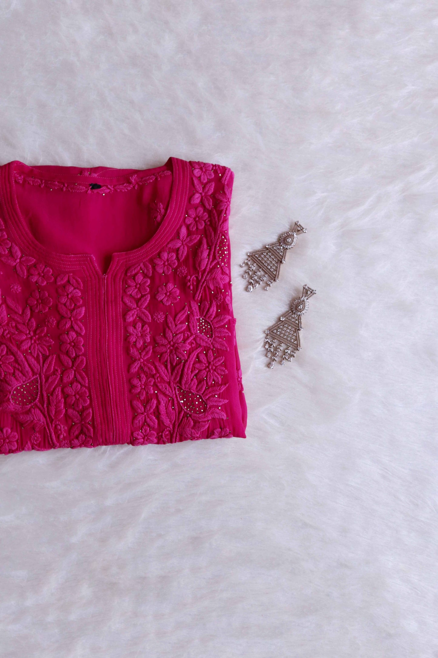 Ehsaas Deep Pink Viscose Georgette Kurta