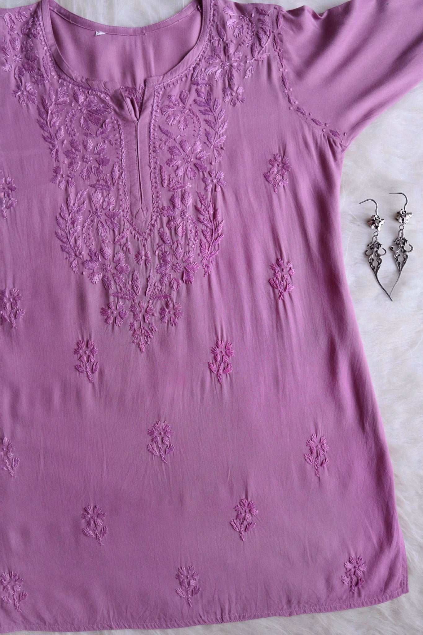 Kyara Dusty Purple Short Rayon Kurta – colorkosh