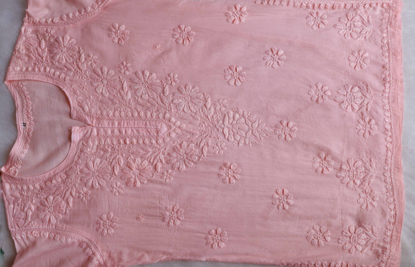 Nazakat Peach Cotton short kurta