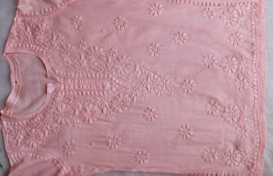 Nazakat Peach Cotton short kurta