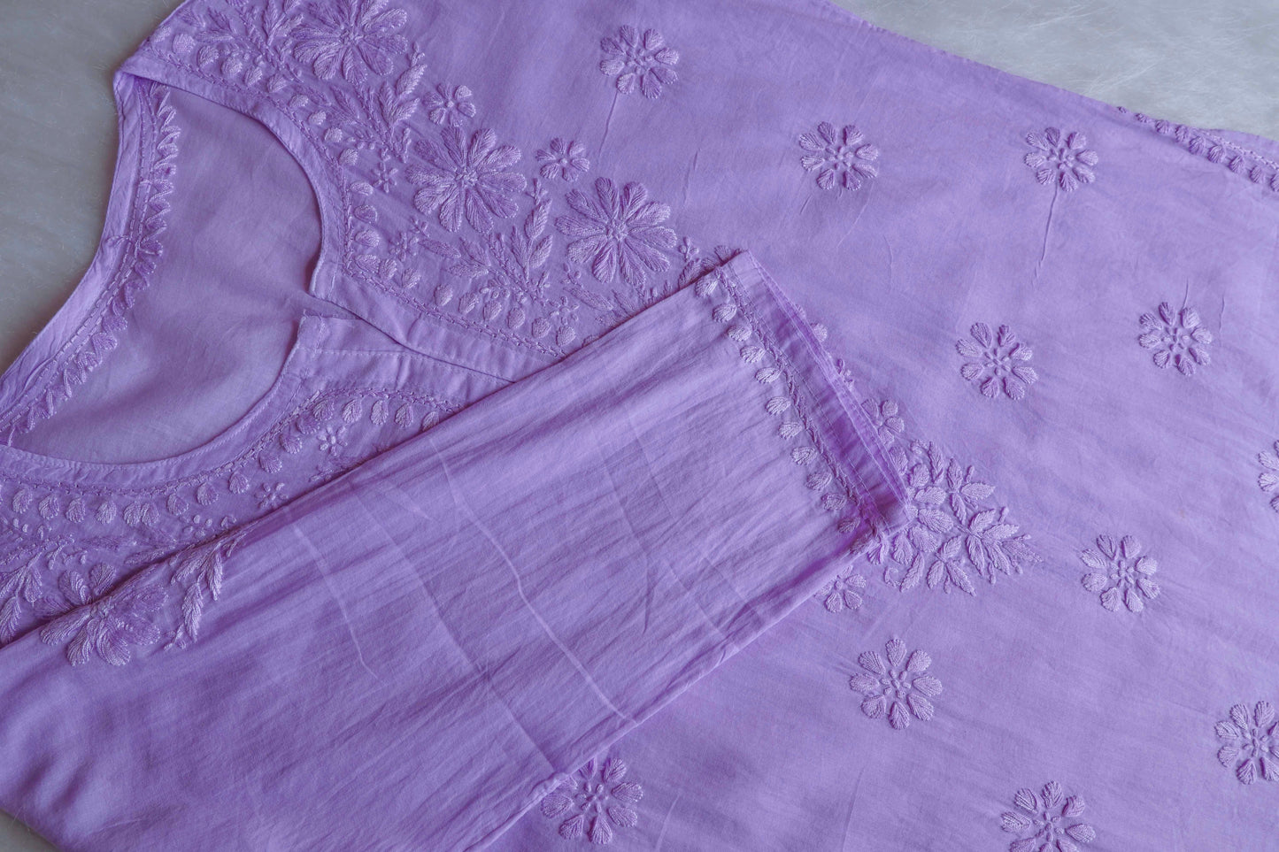 Nazakat Lavender Cotton short kurta