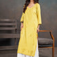 Amber Pastel Yellow Ombre Long Rayon Kurta