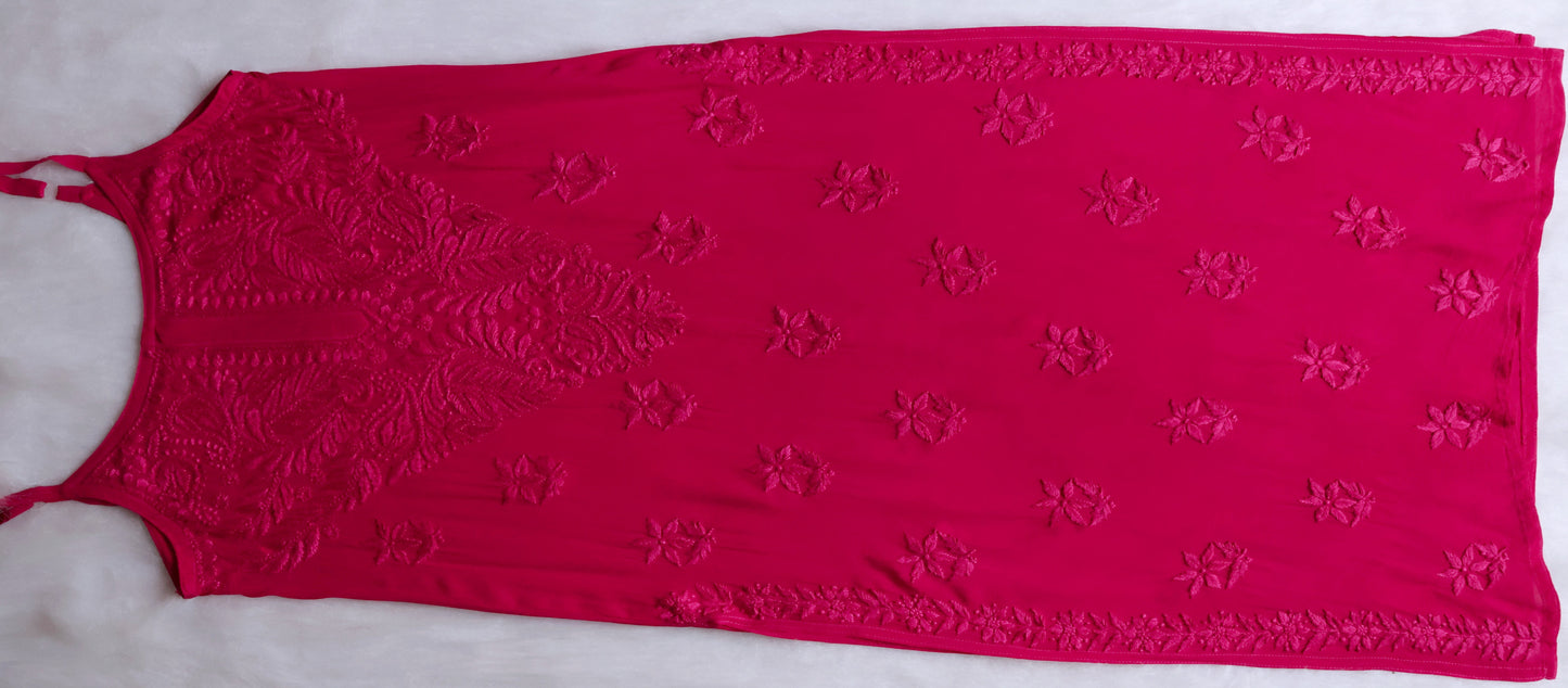 Nayaab Deep Pink Viscose Sleeveless Set