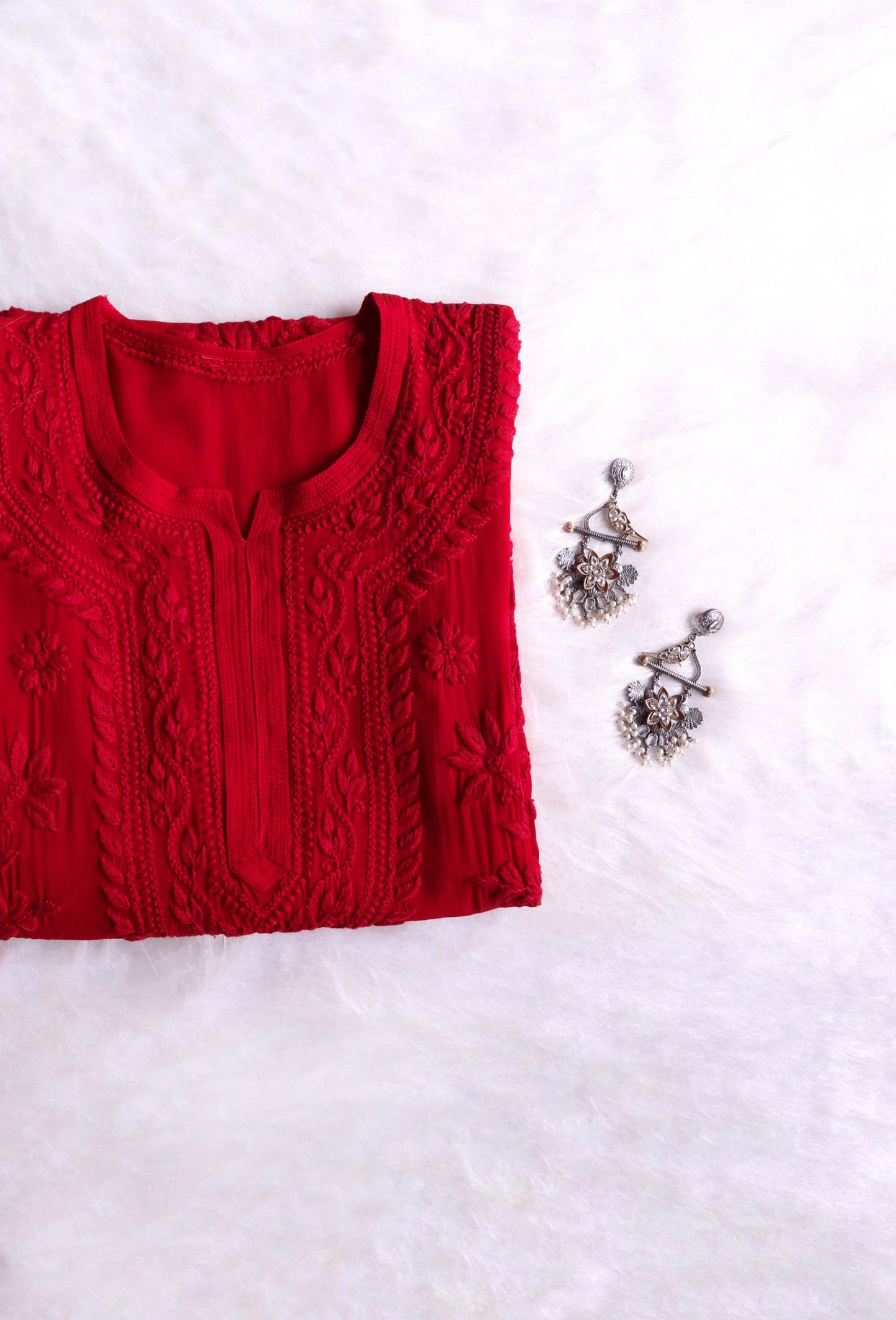 rivayat Red Viscose Georgette Kurta