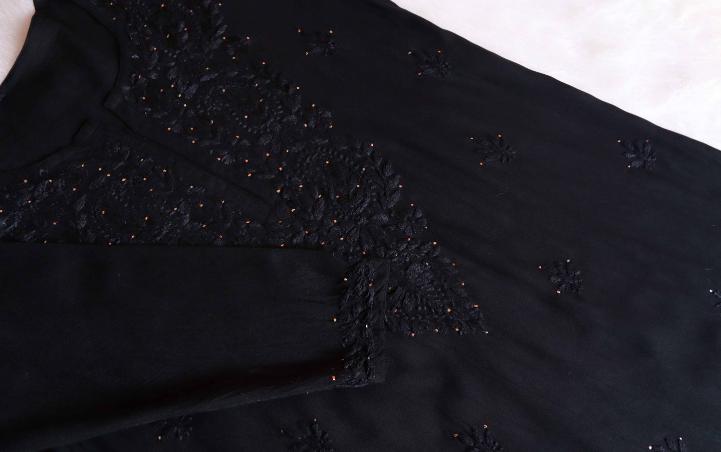 Gulistaan Black 2 piece Rayon Kurta Plazzo set