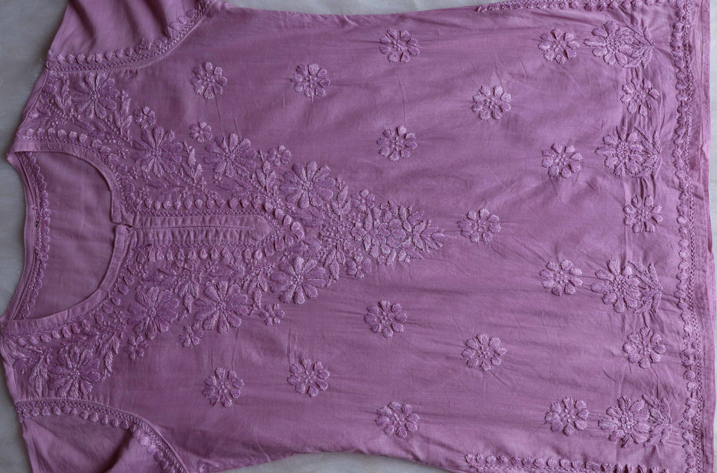 Nazakat Dusty Purple Cotton short kurta