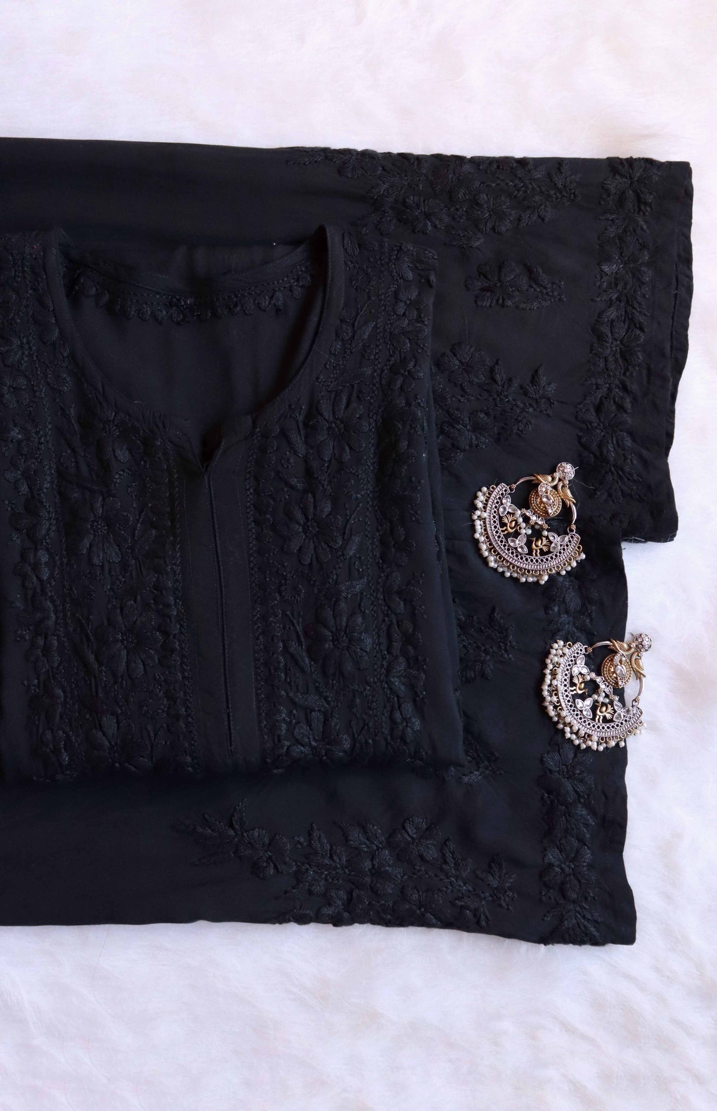 “Rayon Black Kurta Pant Set featuring stylish design”