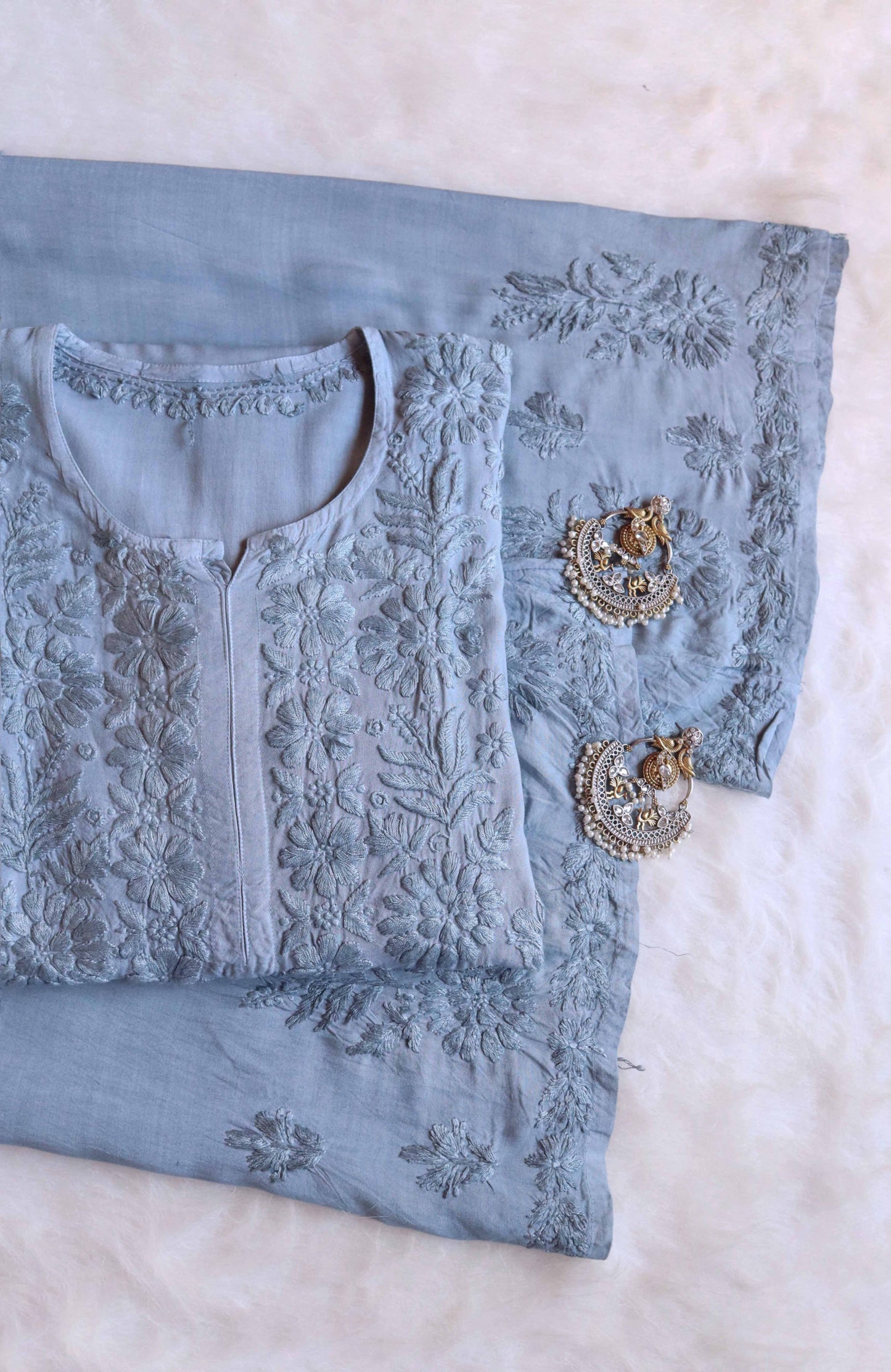 Women’s stylish grey rayon kurta pant outfit