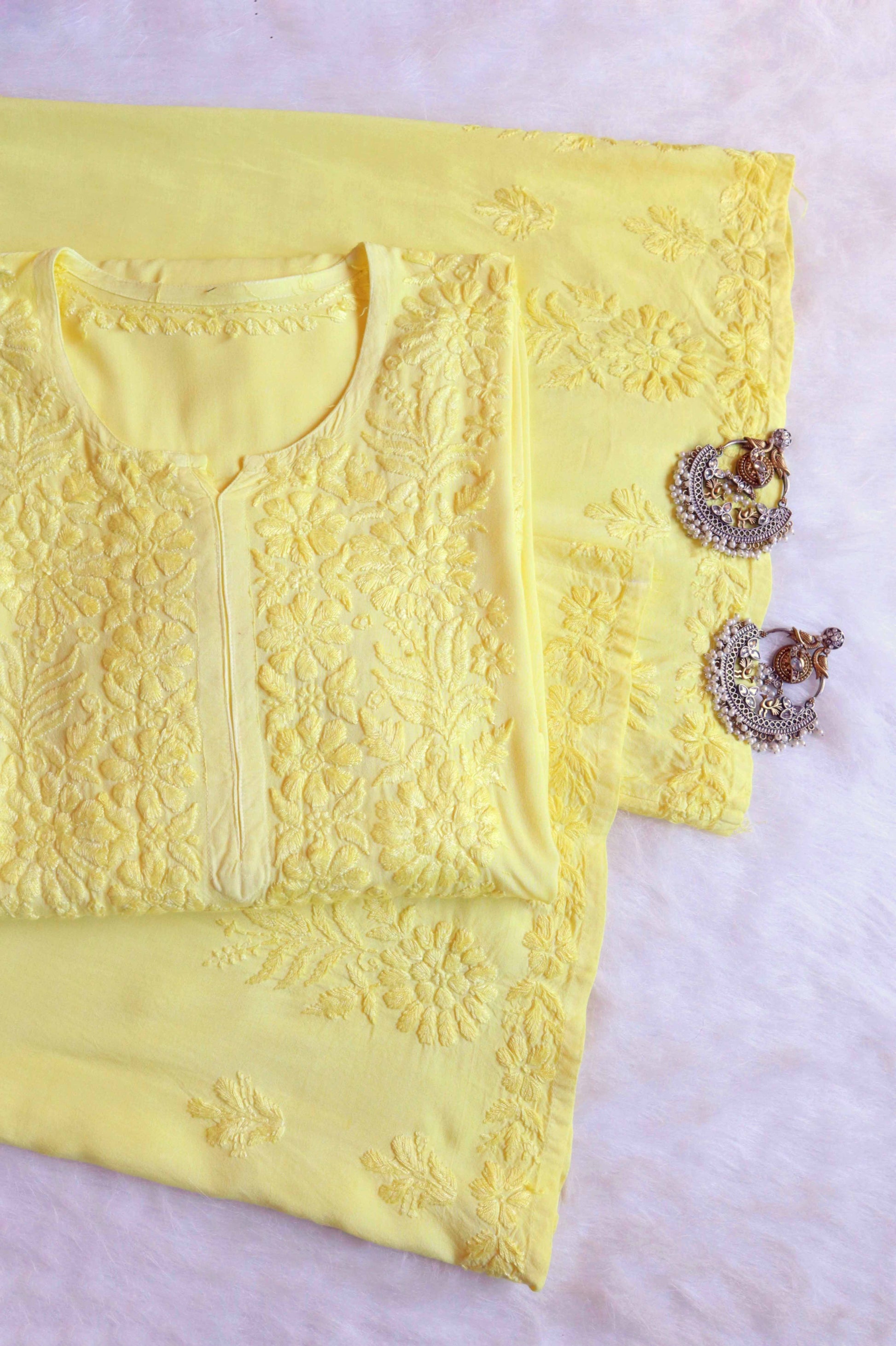 Women’s pastel yellow ethnic wear set