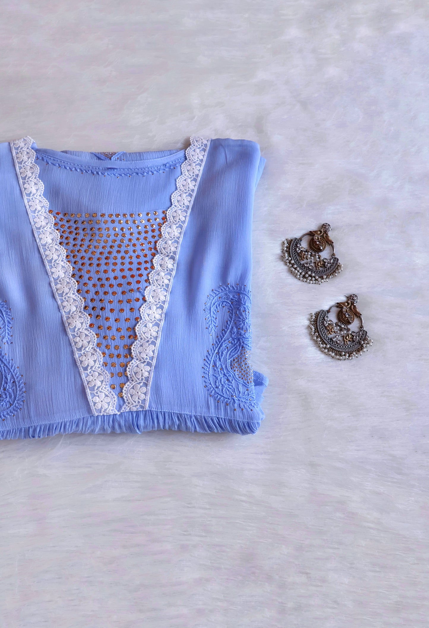 Inaya Ice Blue Pure Chiffon Dress