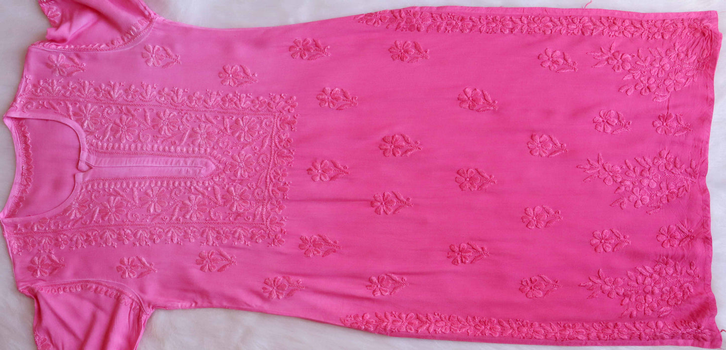 anora Baby Pink Rayon Kurta Pant set