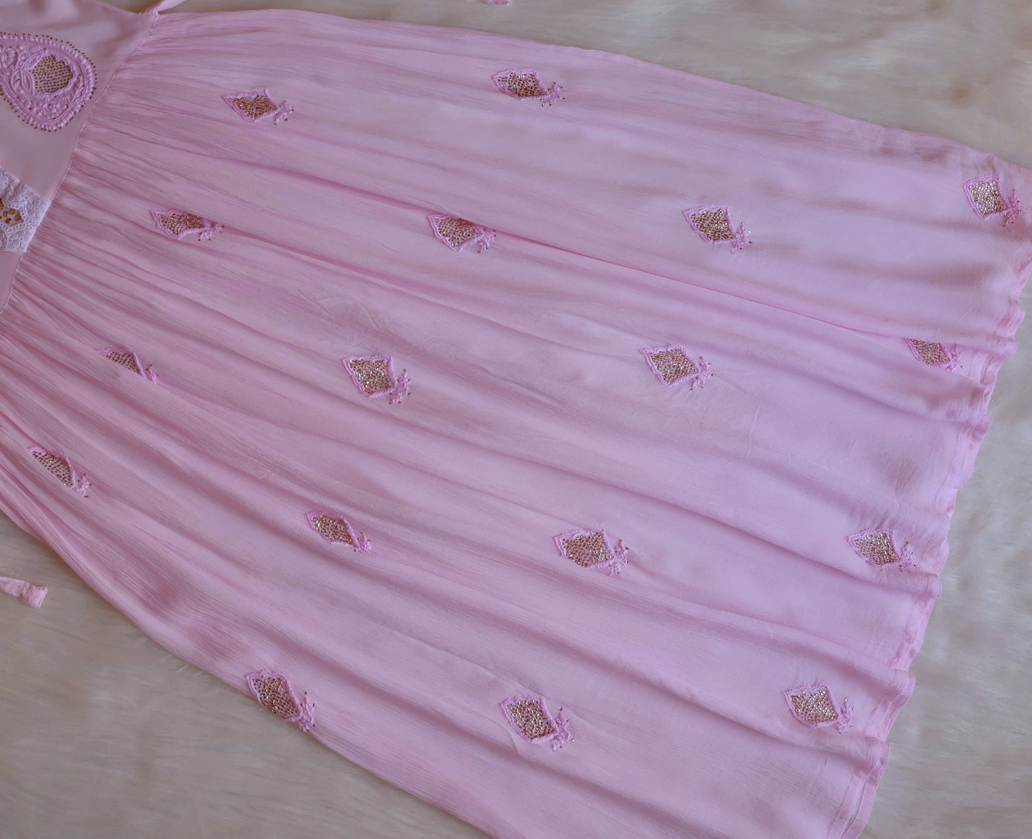 Inaya Baby Pink Pure Chiffon Dress