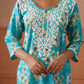 Reetika Blue Floral Chikankari Embroidery Kurta