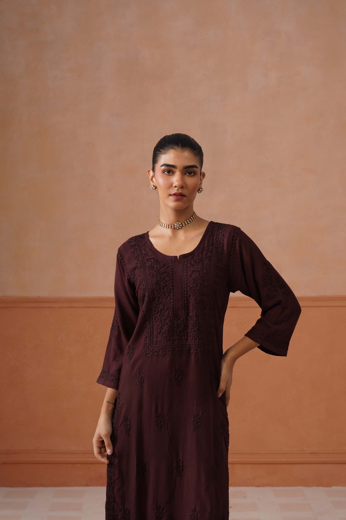 Aayat Chocolate Brown Rayon Kurta Pant set