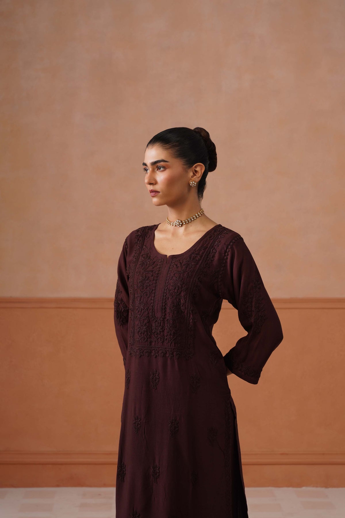 Aayat Chocolate Brown Rayon Kurta Pant set