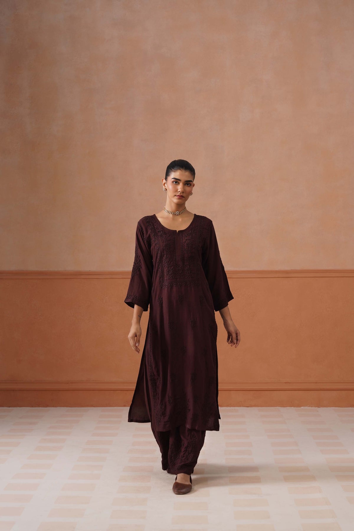 Aayat Chocolate Brown Rayon Kurta Pant set