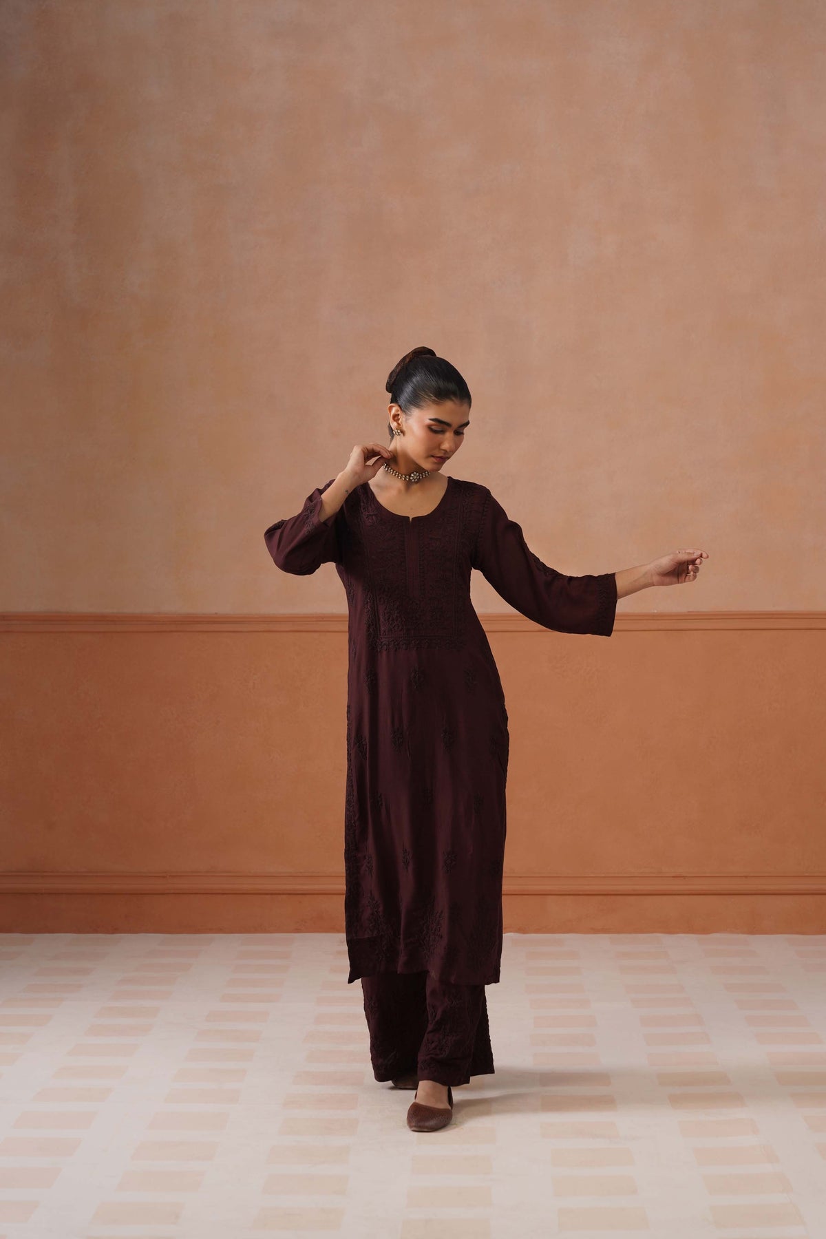 Aayat Chocolate Brown Rayon Kurta Pant set