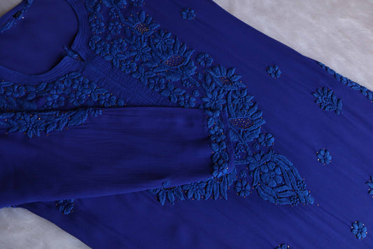 Ehsaas Royal Blue Viscose Georgette Kurta