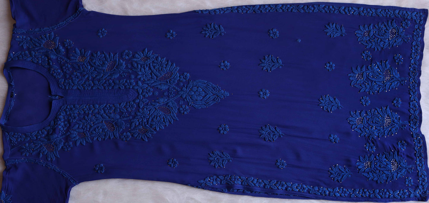 Ehsaas Royal Blue Viscose Georgette Kurta